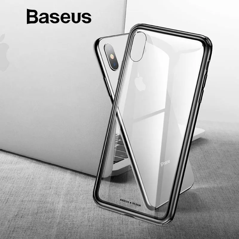 Baseus Luxus Original Hartglashülle für iPhone Xs Xs Max XR 2018 Telefonabdeckung Anti-Knock-Back-Telefonhüllen für iPhone Xs