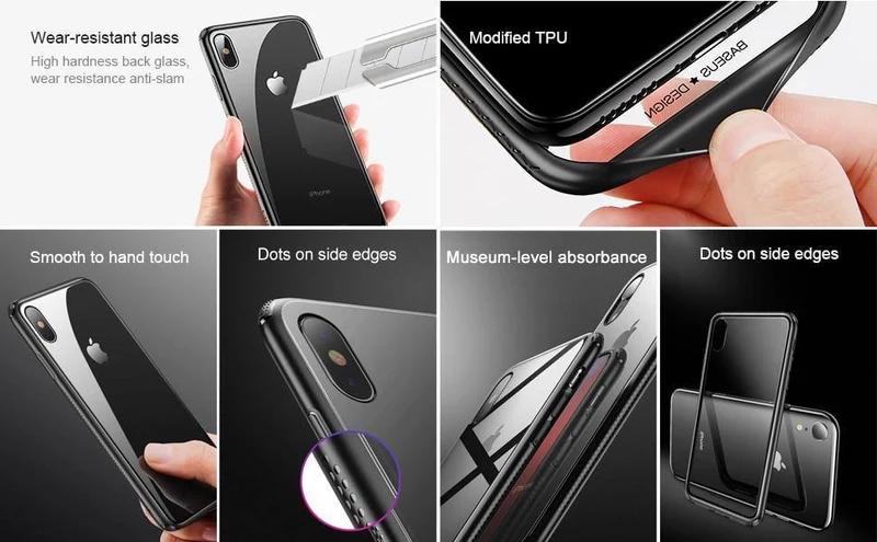 Baseus Luxus Original Hartglashülle für iPhone Xs Xs Max XR 2018 Telefonabdeckung Anti-Knock-Back-Telefonhüllen für iPhone Xs