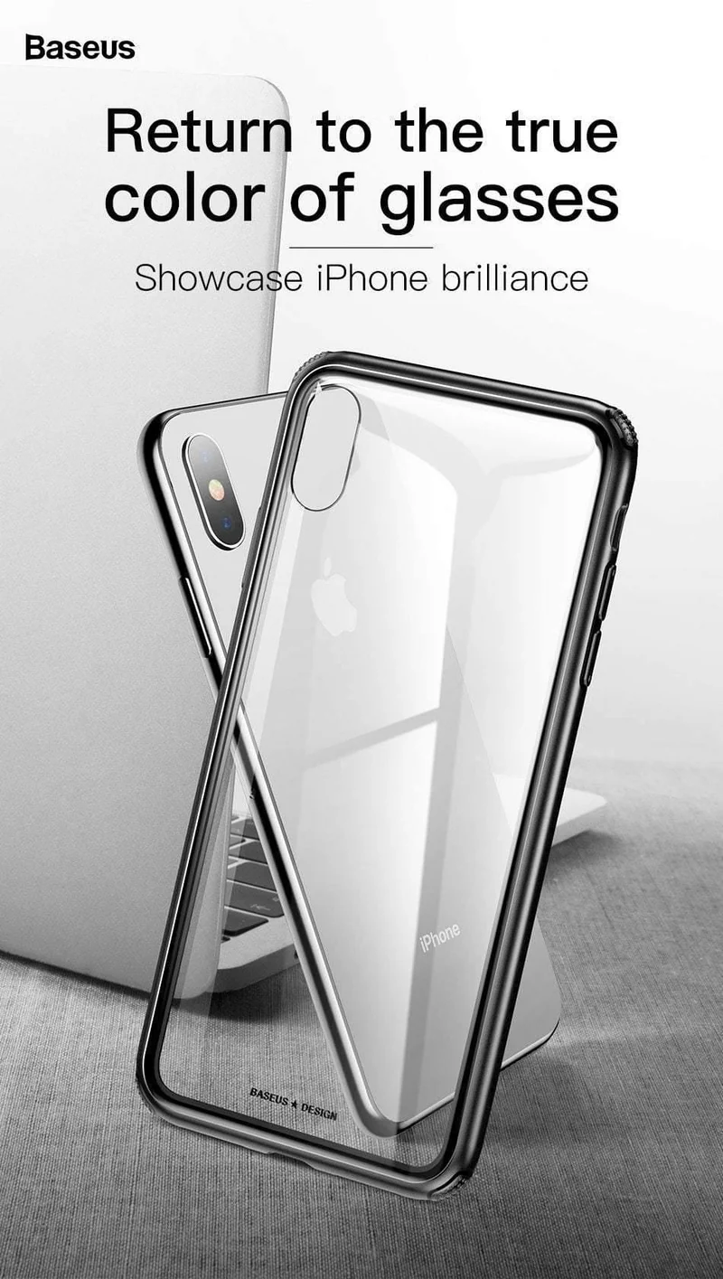 Baseus Luxus Original Hartglashülle für iPhone Xs Xs Max XR 2018 Telefonabdeckung Anti-Knock-Back-Telefonhüllen für iPhone Xs