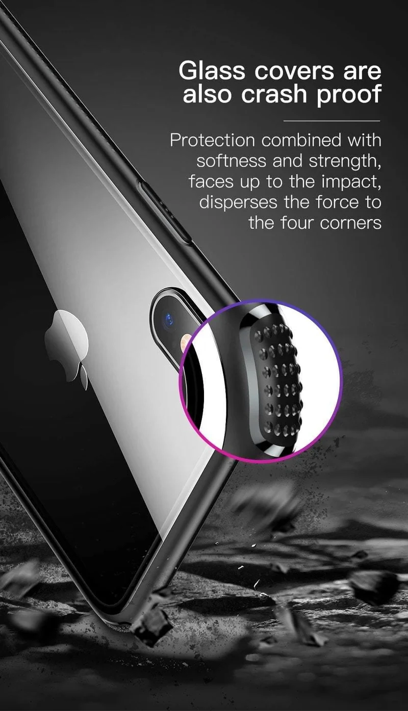 Baseus Luxus Original Hartglashülle für iPhone Xs Xs Max XR 2018 Telefonabdeckung Anti-Knock-Back-Telefonhüllen für iPhone Xs