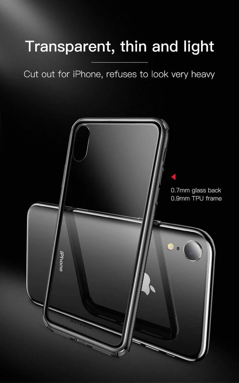 Baseus Luxus Original Hartglashülle für iPhone Xs Xs Max XR 2018 Telefonabdeckung Anti-Knock-Back-Telefonhüllen für iPhone Xs