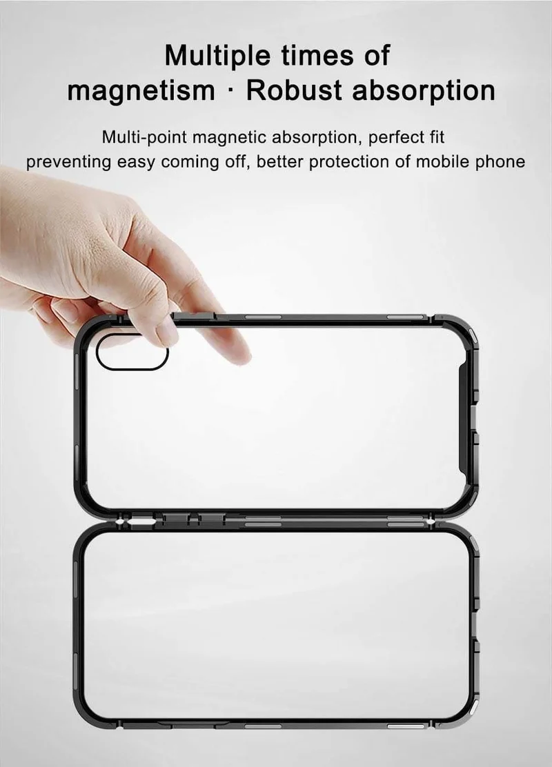 Baseus Magneto Magnetische Adsorptionshülle für iPhone X Metallstoßstange + 9H Hartglashülle für iPhone X Handyhüllen