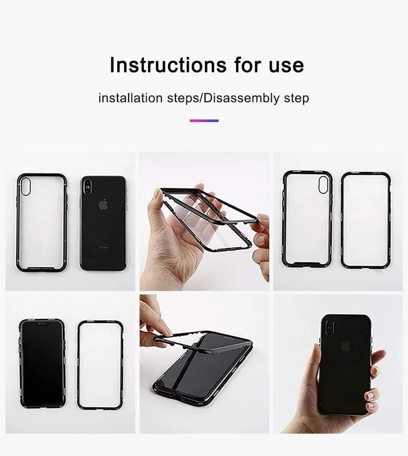Baseus Magneto Magnetische Adsorptionshülle für iPhone X Metallstoßstange + 9H Hartglashülle für iPhone X Handyhüllen