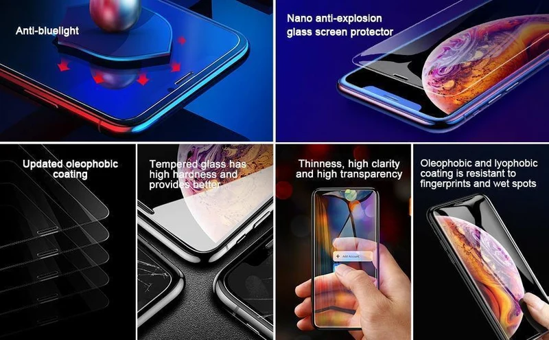 Baseus Displayschutz für iPhone Xs Max Xs XR Glas 0.3 mm dünn 9H gehärtetes Glas für iPhone Xs Max X Schutzglas 2018