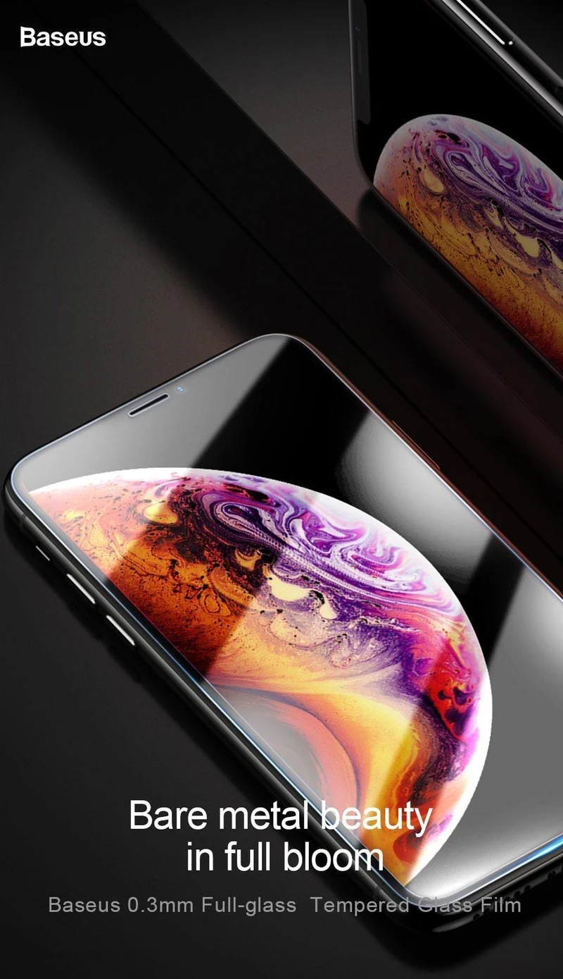 Baseus Displayschutz für iPhone Xs Max Xs XR Glas 0.3 mm dünn 9H gehärtetes Glas für iPhone Xs Max X Schutzglas 2018