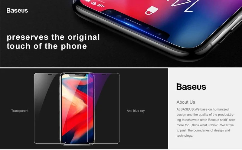 Baseus 0.15 mm superdünner Displayschutz für iPhone Xs Max Xs XR Glasfolie 2018 Anti-Blaulicht gehärtetes Glas für iPhone X