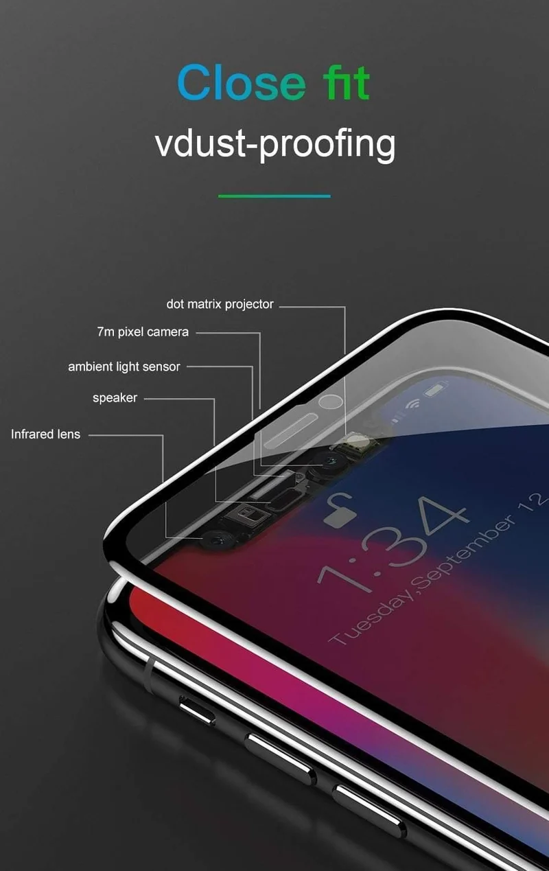 Baseus Anti Spy Displayschutzfolie für iPhone X, 0.3 mm, vollständige Abdeckung, 9H gehärtetes Glas für iPhone X, Schutzglasfolie