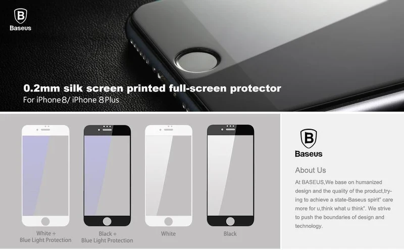 Baseus 0.2 mm ultradünnes Schutzglas für iPhone 8 8 Plus Displayschutz 9H Kratzfestes gehärtetes Glas für iPhone 8