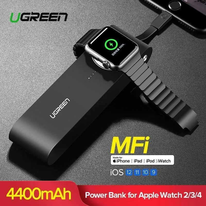 Ugreen Drahtlose Ladegerät Power Bank 4400mAh für Apple Uhr 4/3/2 iPhone X 8 Externe Batterie Ladegerät für Handys Poverbank