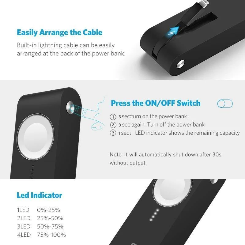 Ugreen Drahtlose Ladegerät Power Bank 4400mAh für Apple Uhr 4/3/2 iPhone X 8 Externe Batterie Ladegerät für Handys Poverbank