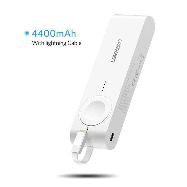 Ugreen Drahtlose Ladegerät Power Bank 4400mAh für Apple Uhr 4/3/2 iPhone X 8 Externe Batterie Ladegerät für Handys Poverbank