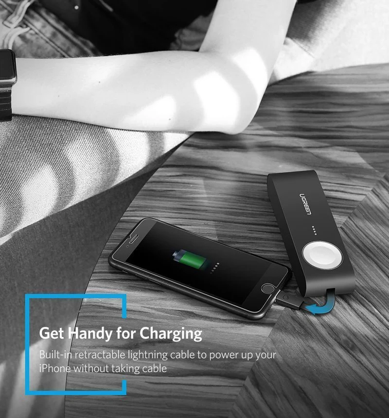 Ugreen Drahtlose Ladegerät Power Bank 4400mAh für Apple Uhr 4/3/2 iPhone X 8 Externe Batterie Ladegerät für Handys Poverbank