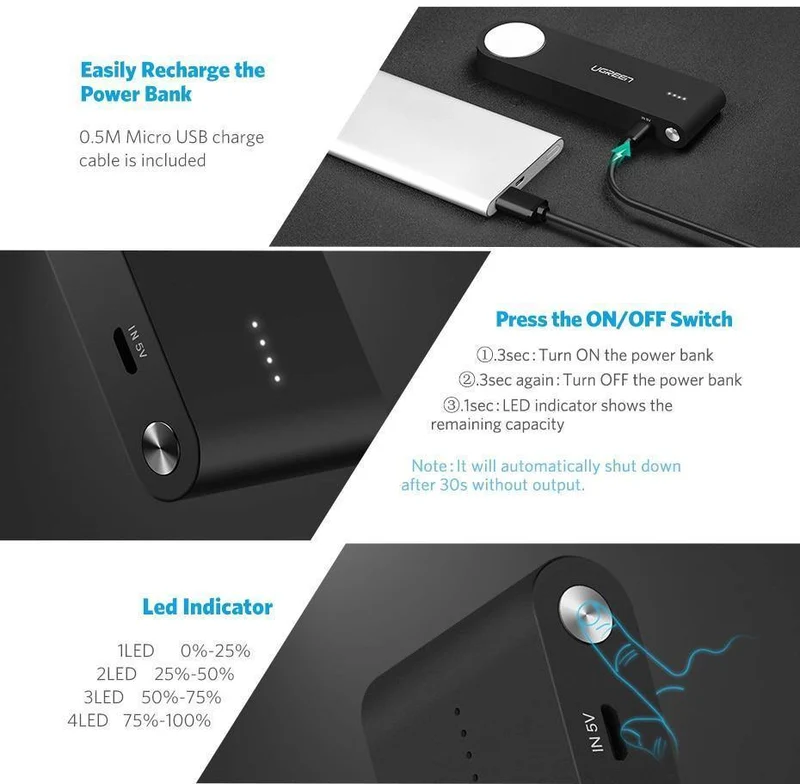 Ugreen Drahtlose Ladegerät Power Bank 4400mAh für Apple Uhr 4/3/2 iPhone X 8 Externe Batterie Ladegerät für Handys Poverbank