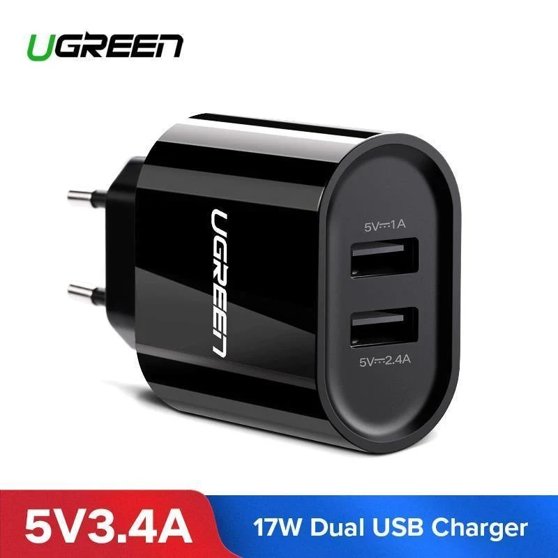 Ugreen USB Ladegerät 3.4A 17W für iPhone 8 X 7 6 iPad Smart USB Ladegerät für Samsung Galaxy S9 LG G5 Dual Handy Ladegerät
