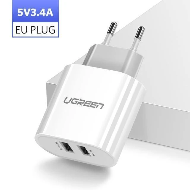 Ugreen USB Ladegerät 3.4A 17W für iPhone 8 X 7 6 iPad Smart USB Ladegerät für Samsung Galaxy S9 LG G5 Dual Handy Ladegerät
