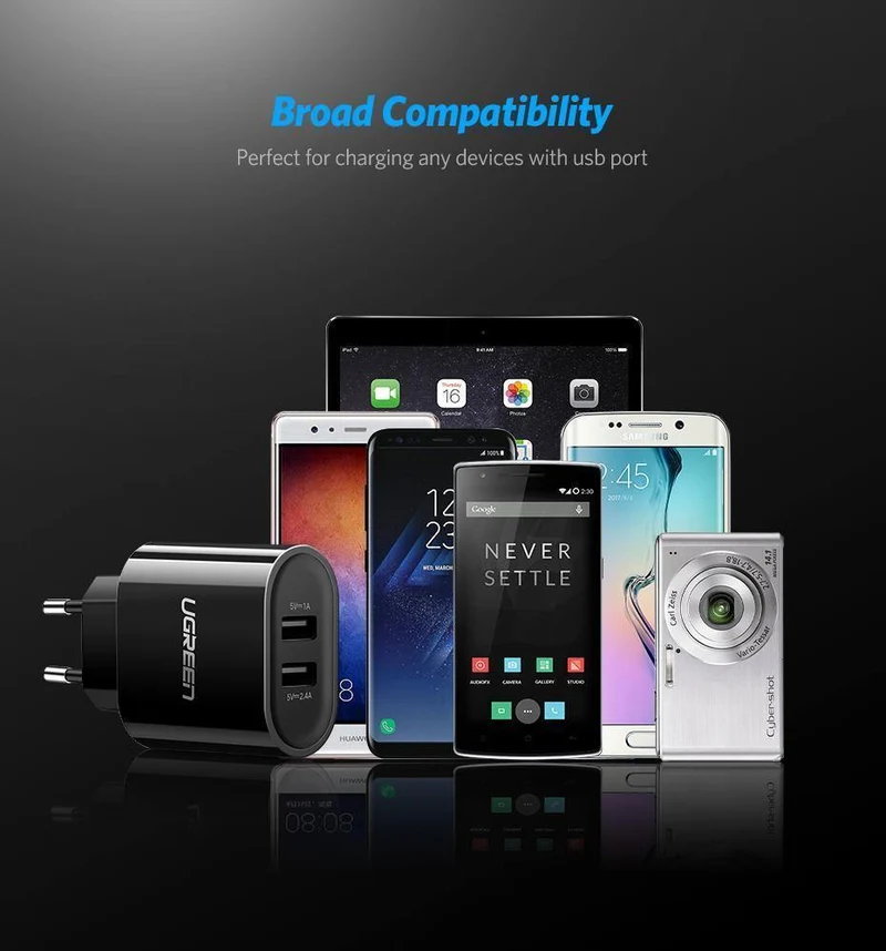 Ugreen USB Ladegerät 3.4A 17W für iPhone 8 X 7 6 iPad Smart USB Ladegerät für Samsung Galaxy S9 LG G5 Dual Handy Ladegerät