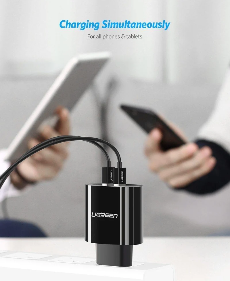 Ugreen USB Ladegerät 3.4A 17W für iPhone 8 X 7 6 iPad Smart USB Ladegerät für Samsung Galaxy S9 LG G5 Dual Handy Ladegerät