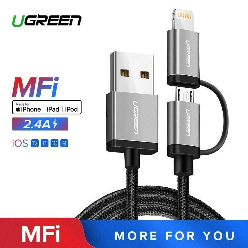 Ugreen USB C Kabel Für iPhone Xs Max 8 7 Lade Ladegerät 3 in 1 USB Typ C Kabel Für Samsung s9 + Micro USB Handy Kabel
