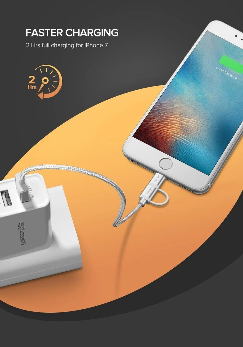 Ugreen USB C Kabel Für iPhone Xs Max 8 7 Lade Ladegerät 3 in 1 USB Typ C Kabel Für Samsung s9 + Micro USB Handy Kabel