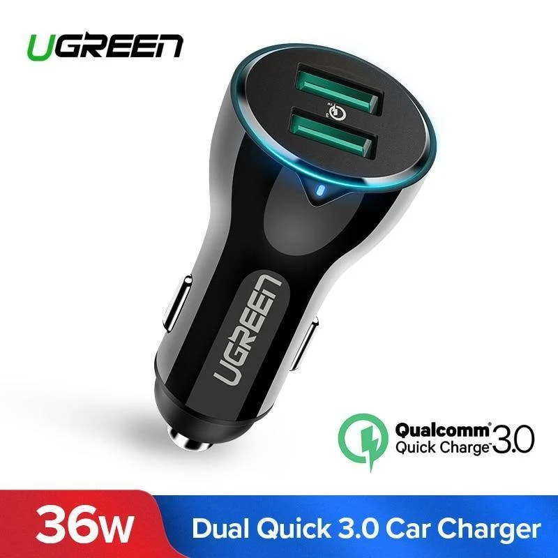 Ugreen 36W Dual USB Schnellladung QC 3.0 Autoladegerät für iPhone Samsung Huawei Schnellladung Handy Schnellladegerät Autoladegerät