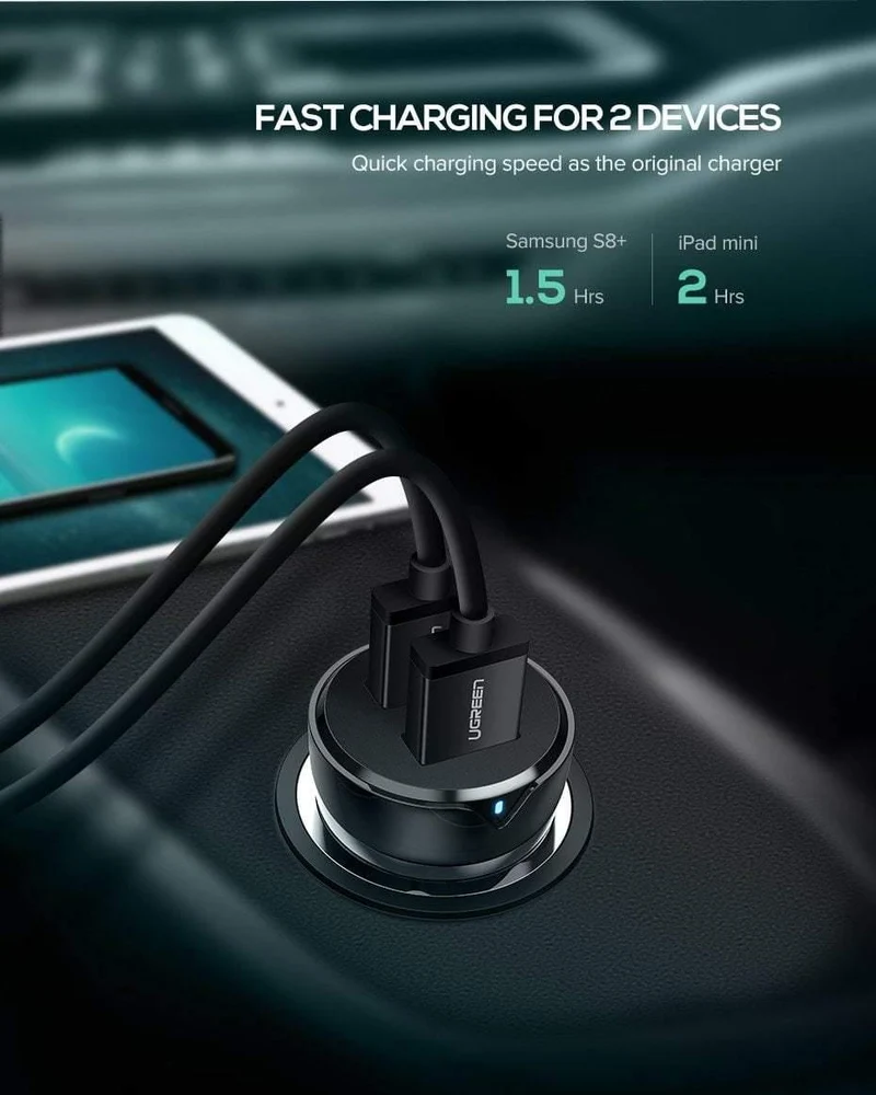 Ugreen 36W Dual USB Schnellladung QC 3.0 Autoladegerät für iPhone Samsung Huawei Schnellladung Handy Schnellladegerät Autoladegerät
