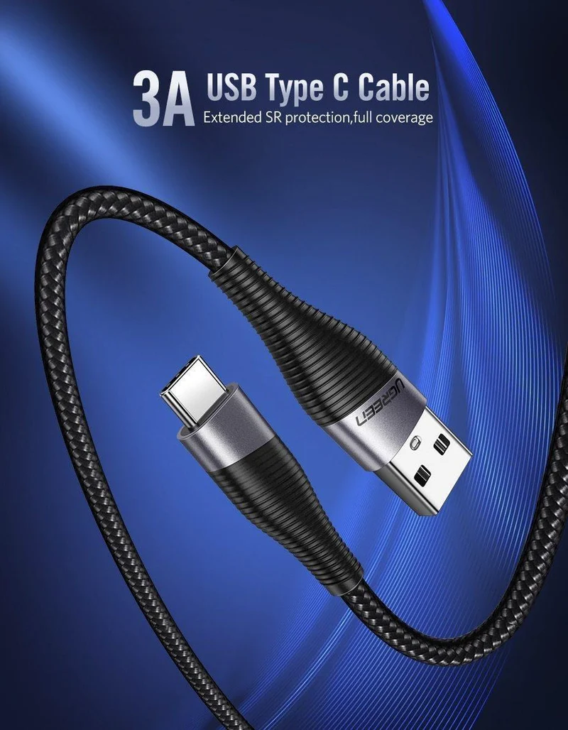 Ugreen USB Typ C Kabel für Samsung S8 S9 Plus 3A Schnelle Lade USB C Ladegerät Datenkabel für Xiami Mi8 handy Ladekabel