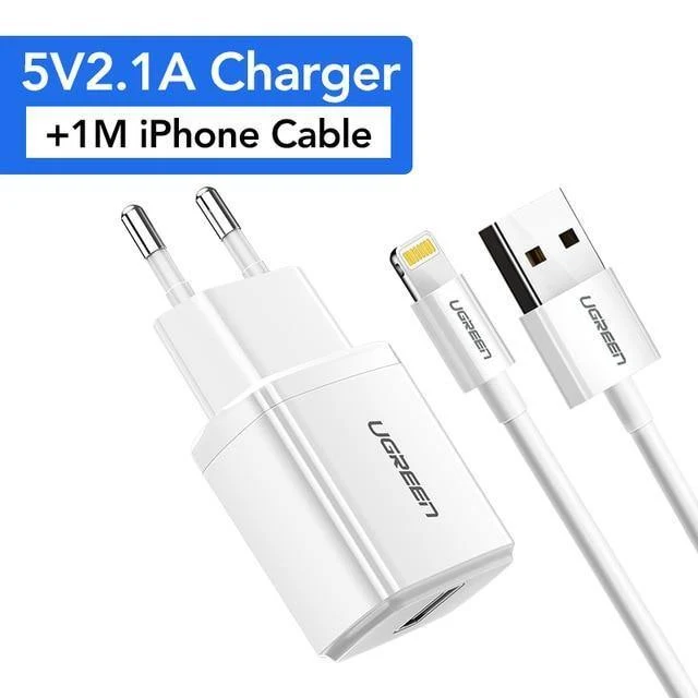 Ugreen 5V2.1A USB-Ladegerät MFi USB-Kabel für iPhone Xs Max XR Handy-Ladegerät für iPhone X 8 7 Wandtelefon-Ladegerät für iPad
