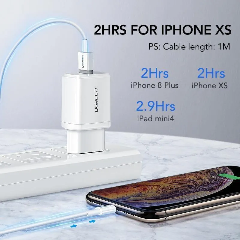 Ugreen 5V2.1A USB-Ladegerät MFi USB-Kabel für iPhone Xs Max XR Handy-Ladegerät für iPhone X 8 7 Wandtelefon-Ladegerät für iPad