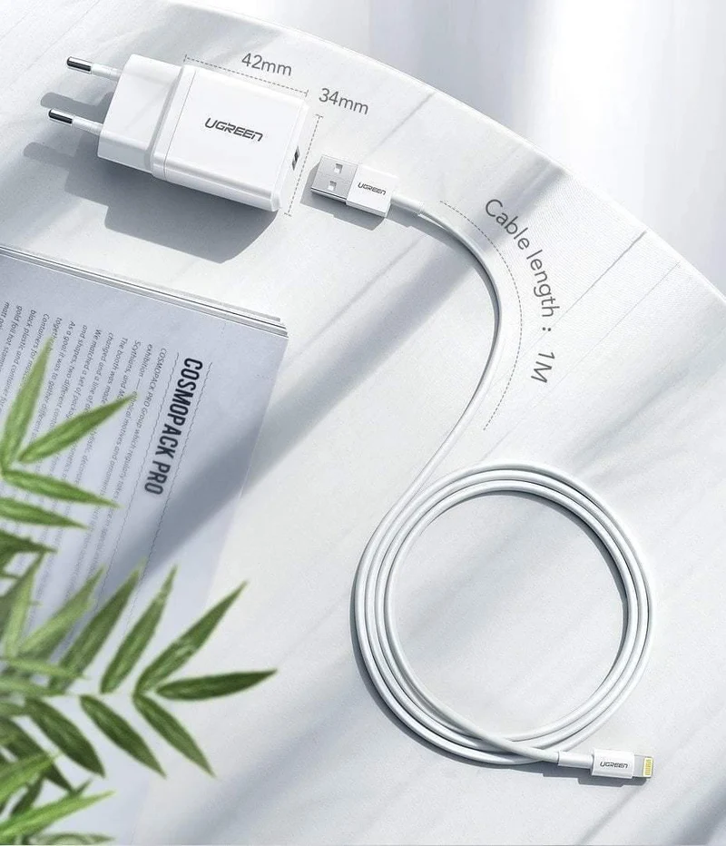 Ugreen 5V2.1A USB-Ladegerät MFi USB-Kabel für iPhone Xs Max XR Handy-Ladegerät für iPhone X 8 7 Wandtelefon-Ladegerät für iPad