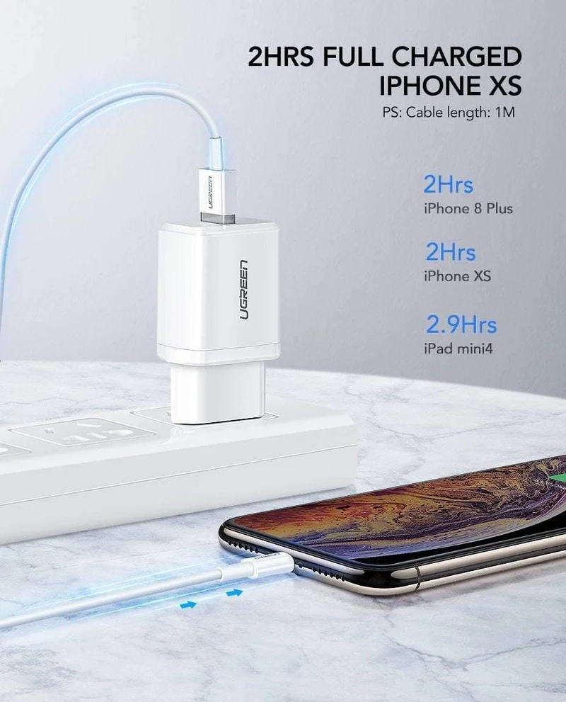Ugreen 5V2.1A USB-Ladegerät MFi USB-Kabel für iPhone Xs Max XR Handy-Ladegerät für iPhone X 8 7 Wandtelefon-Ladegerät für iPad