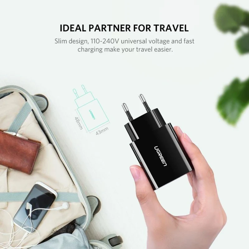 Ugreen 18W USB-Ladegerät Quick Charge 3.0 Handy-Ladegerät für iPhone Fast QC 3.0 PD-Ladegerät für Huawei Samsung Galaxy S9+