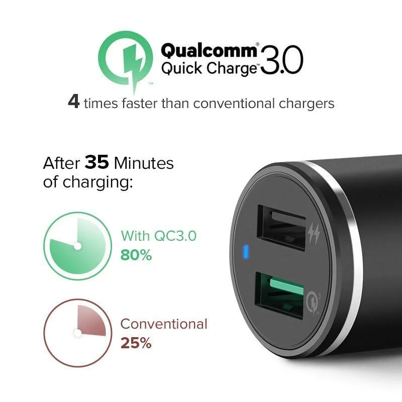 Ugreen Kfz-Ladegerät Dual USB Quick Charge 3.0 für iPhone X 8 QC 3.0 Kfz-Ladegerät für Samsung Galaxy S9 Fast Phone Charger für LG