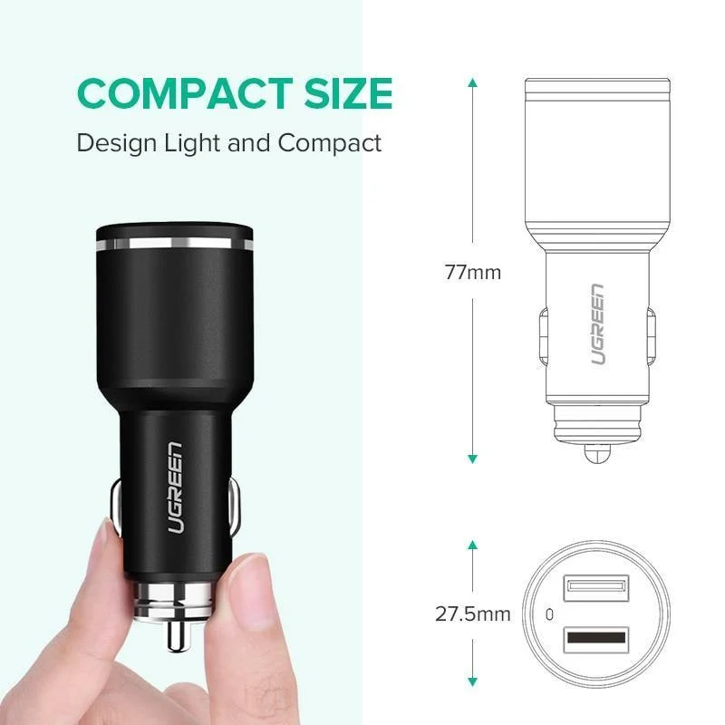 Ugreen Kfz-Ladegerät Dual USB Quick Charge 3.0 für iPhone X 8 QC 3.0 Kfz-Ladegerät für Samsung Galaxy S9 Fast Phone Charger für LG