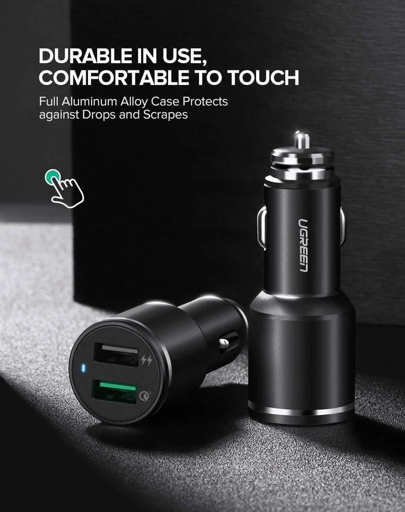 Ugreen Kfz-Ladegerät Dual USB Quick Charge 3.0 für iPhone X 8 QC 3.0 Kfz-Ladegerät für Samsung Galaxy S9 Fast Phone Charger für LG