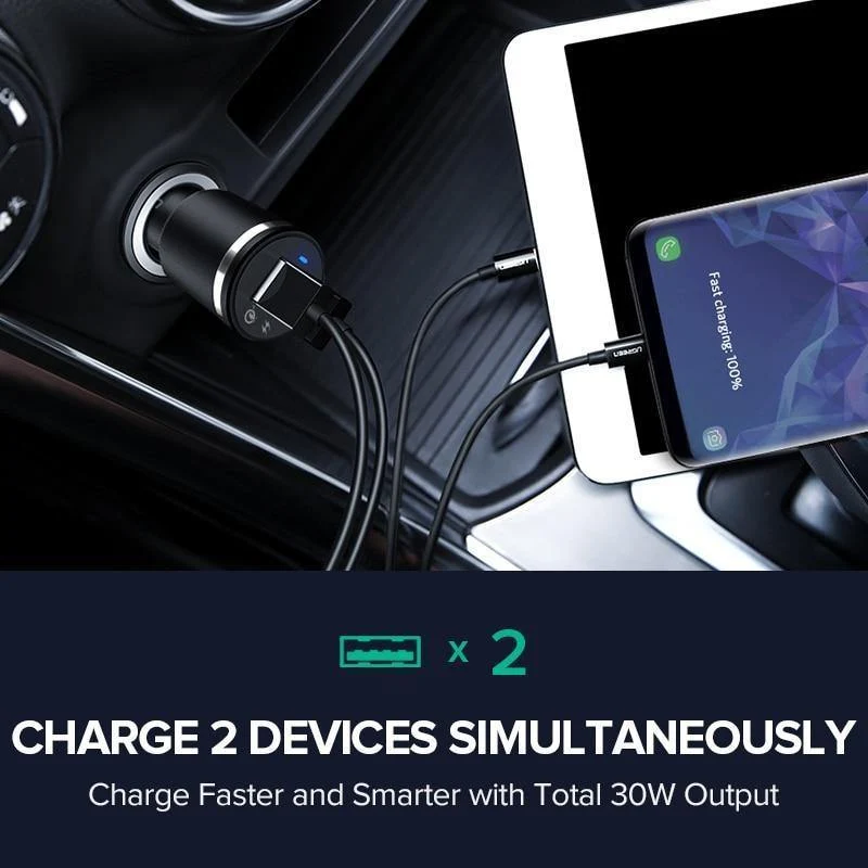 Ugreen Kfz-Ladegerät Dual USB Quick Charge 3.0 für iPhone X 8 QC 3.0 Kfz-Ladegerät für Samsung Galaxy S9 Fast Phone Charger für LG