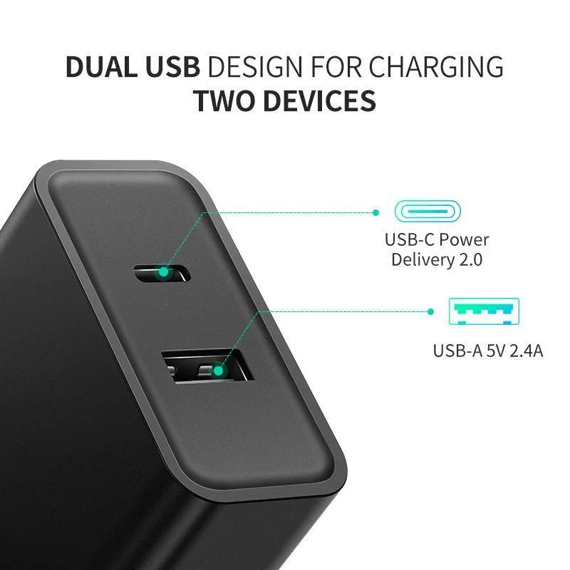Ugreen 18W Typ C PD Schnelles USB Ladegerät für iPhone X 8 XS XR PD Schnellladegerät 5V 2.4A Telefon Ladegerät für Samsung Xiaomi Ladegerät