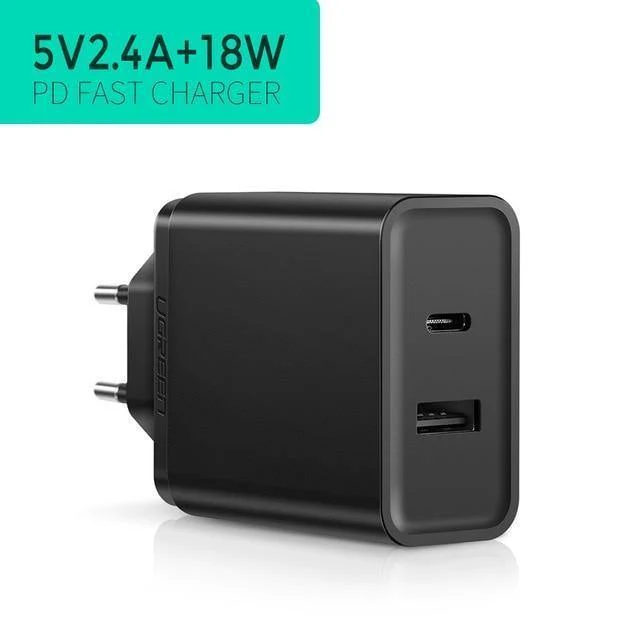 Ugreen 18W Typ C PD Schnelles USB Ladegerät für iPhone X 8 XS XR PD Schnellladegerät 5V 2.4A Telefon Ladegerät für Samsung Xiaomi Ladegerät