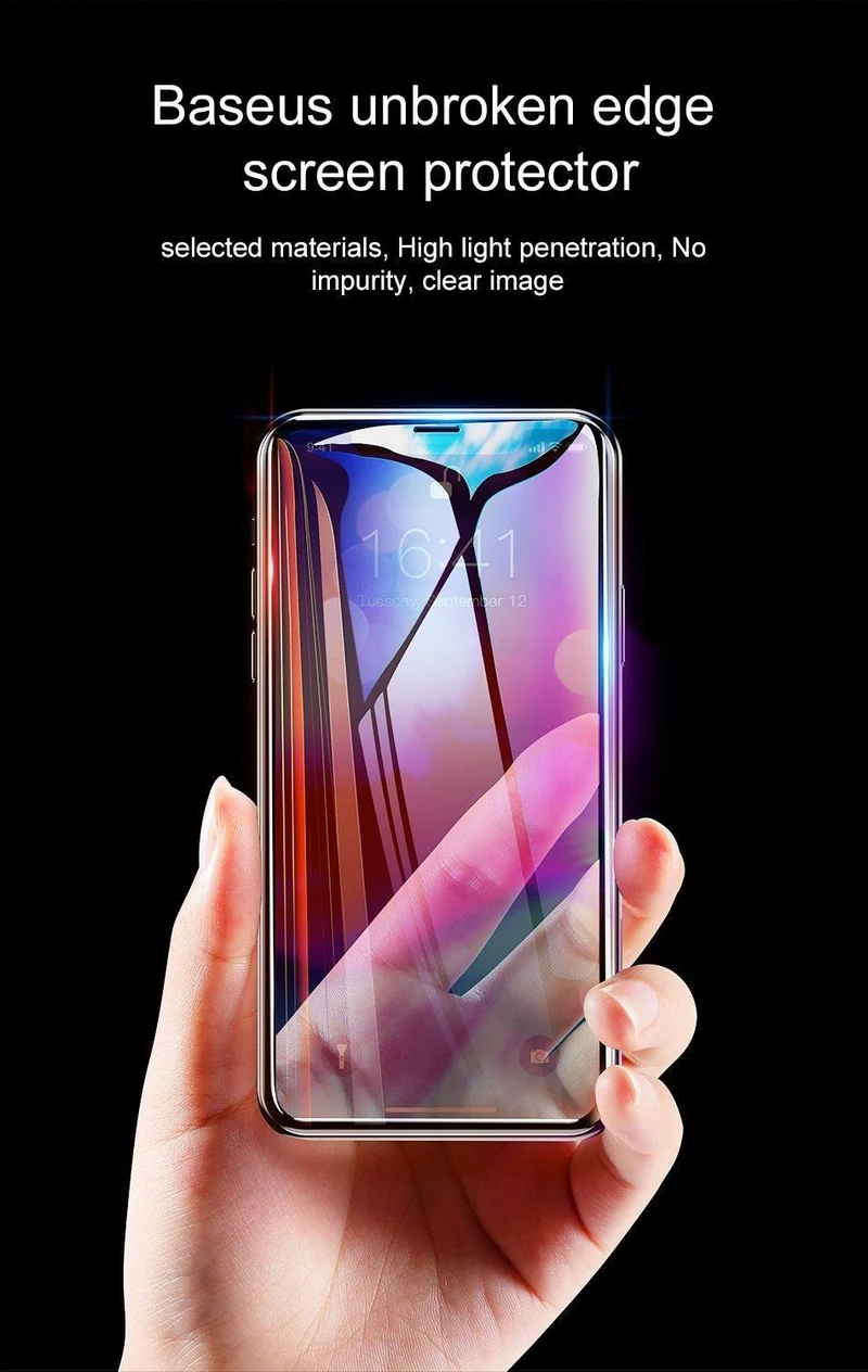 Baseus 0.23mm Displayschutzfolie für iPhone XS Max XR gehärtetes Glas Frontabdeckung Schutzglas für iPhone Xsmax für iPhonexs