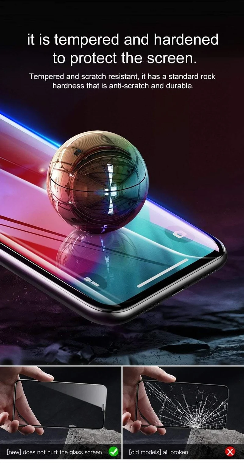 Baseus 0.23mm Displayschutzfolie für iPhone XS Max XR gehärtetes Glas Frontabdeckung Schutzglas für iPhone Xsmax für iPhonexs