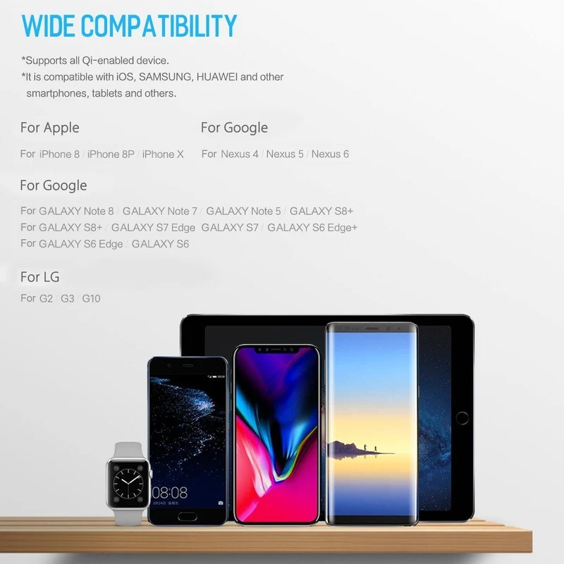 ROCK QI Wireless Charger Power Bank 8000mAh mit Digitalanzeige 5V 2A 5W Externer Akku Powerbank für iPhone X Samsung Xiaomi