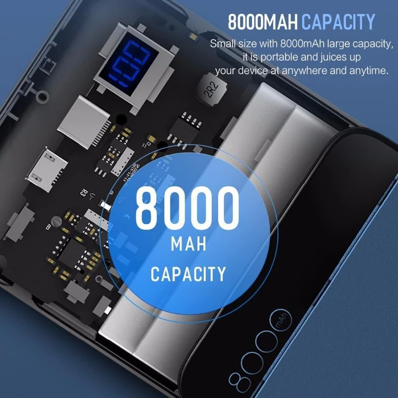 ROCK QI Wireless Charger Power Bank 8000mAh mit Digitalanzeige 5V 2A 5W Externer Akku Powerbank für iPhone X Samsung Xiaomi