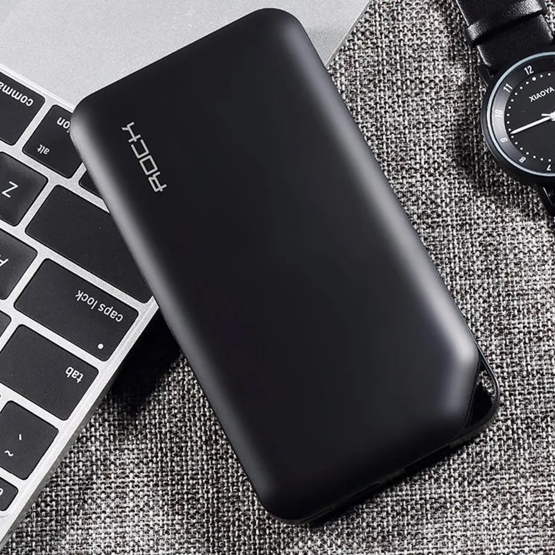 ROCK Power Bank 10000 mAh für Xiaomi Tragbares externes Batterieladegerät Ultra Slim Powerbank für iPhone X Samsung Note 8 S8