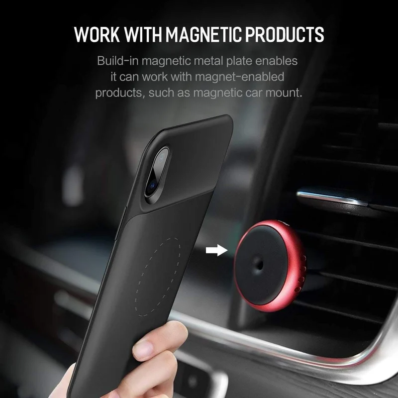 ROCK Akku-Ladegerät-Hülle für iPhone X 10, tragbar, 6000 mAh, Powerbank, Ladehülle, externes Backup