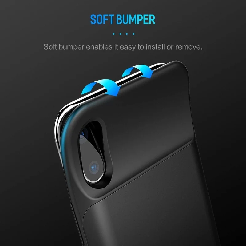 ROCK Akku-Ladegerät-Hülle für iPhone X 10, tragbar, 6000 mAh, Powerbank, Ladehülle, externes Backup