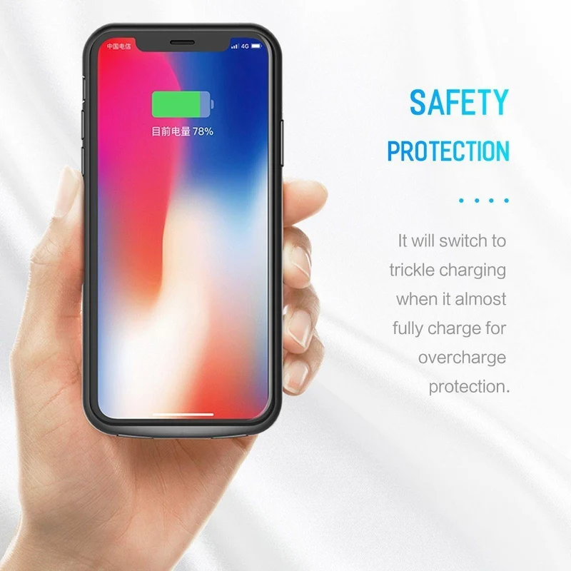 ROCK Akku-Ladegerät-Hülle für iPhone X 10, tragbar, 6000 mAh, Powerbank, Ladehülle, externes Backup