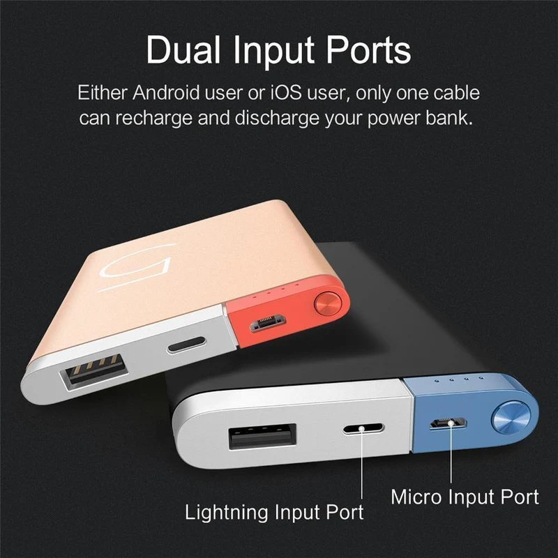 ROCK 10000 mAh Power Bank Tragbares Telefonladegerät Powerbank für iPhone 7 6 für Xiaomi 6 Externer Akku mit zwei Eingangsanschlüssen
