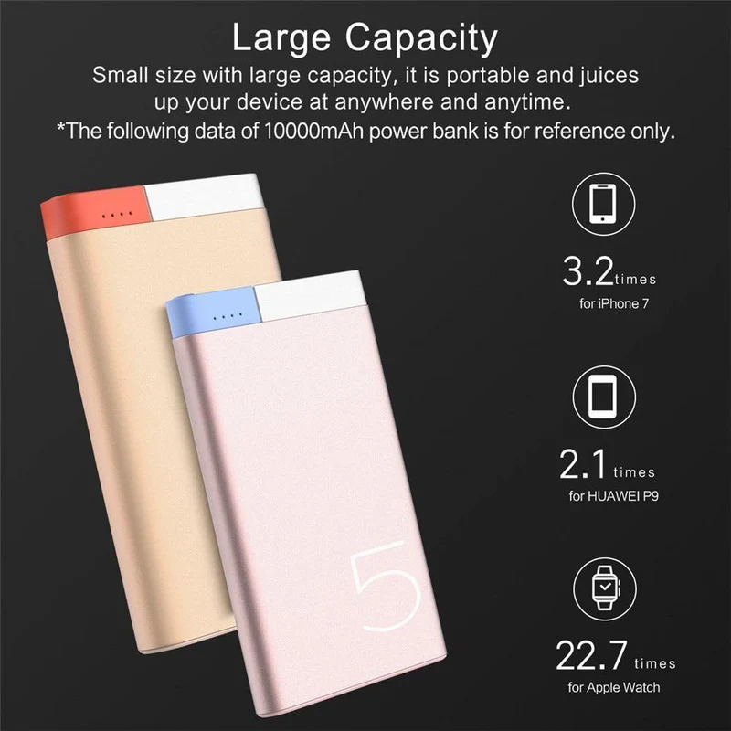 ROCK 10000 mAh Power Bank Tragbares Telefonladegerät Powerbank für iPhone 7 6 für Xiaomi 6 Externer Akku mit zwei Eingangsanschlüssen