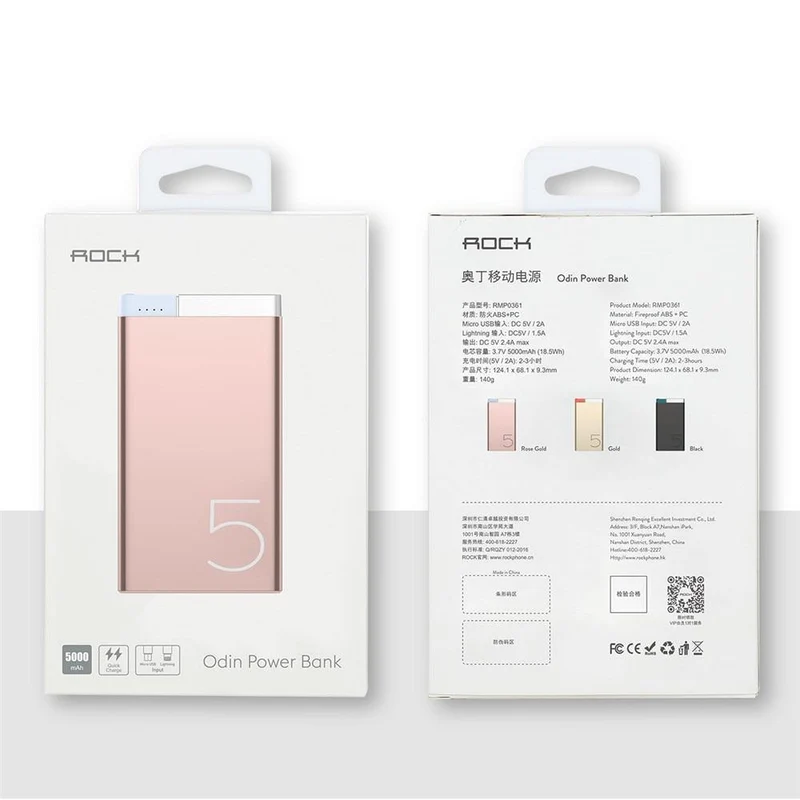 ROCK 10000 mAh Power Bank Tragbares Telefonladegerät Powerbank für iPhone 7 6 für Xiaomi 6 Externer Akku mit zwei Eingangsanschlüssen