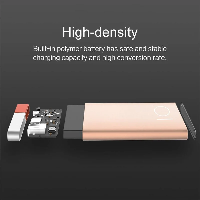 ROCK 10000 mAh Power Bank Tragbares Telefonladegerät Powerbank für iPhone 7 6 für Xiaomi 6 Externer Akku mit zwei Eingangsanschlüssen