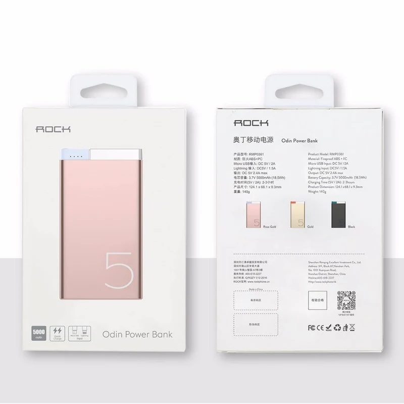ROCK 10000 mAh Power Bank Tragbares Telefonladegerät Powerbank für iPhone 7 6 für Xiaomi 6 Externer Akku mit zwei Eingangsanschlüssen